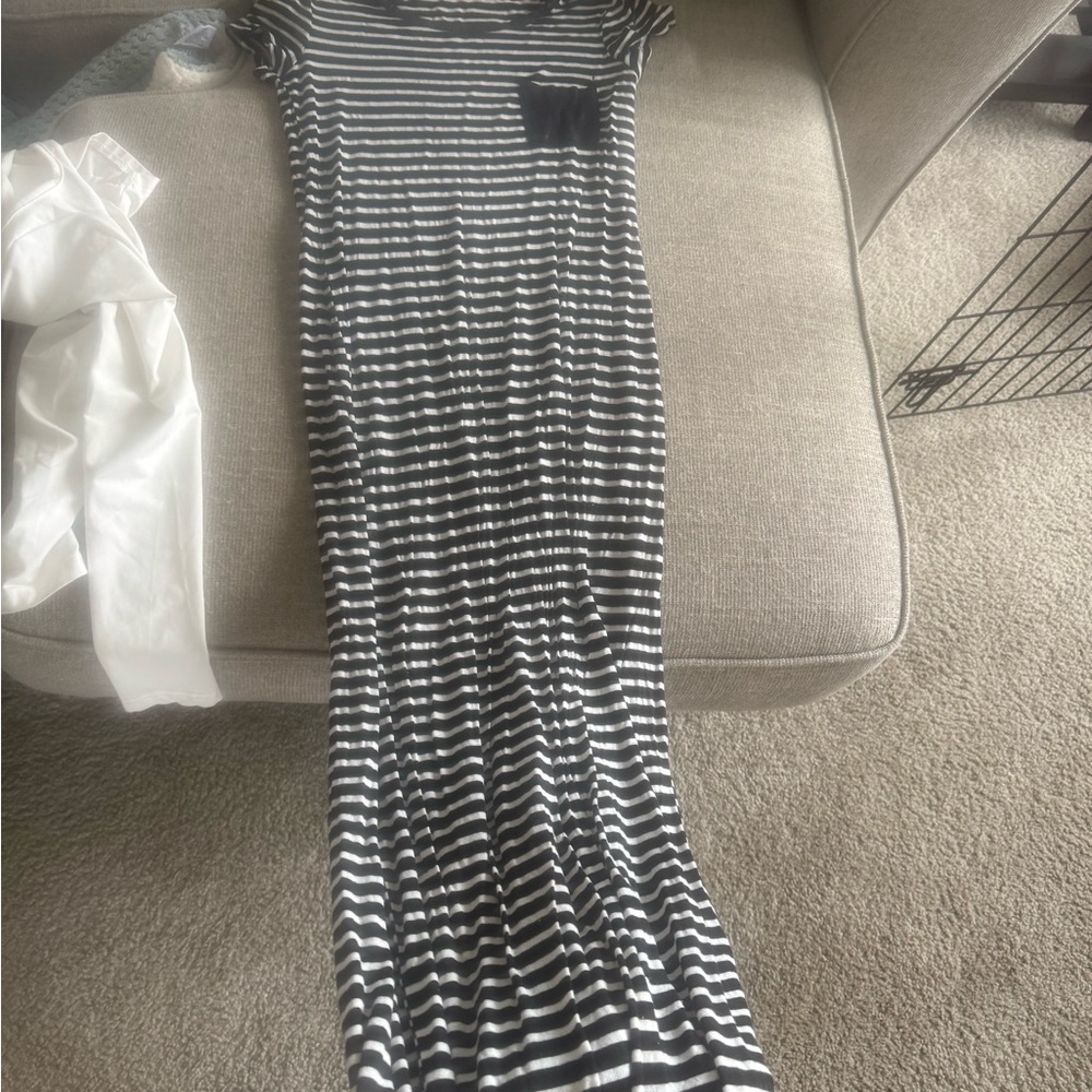 Black and White Striped Maxi Dress